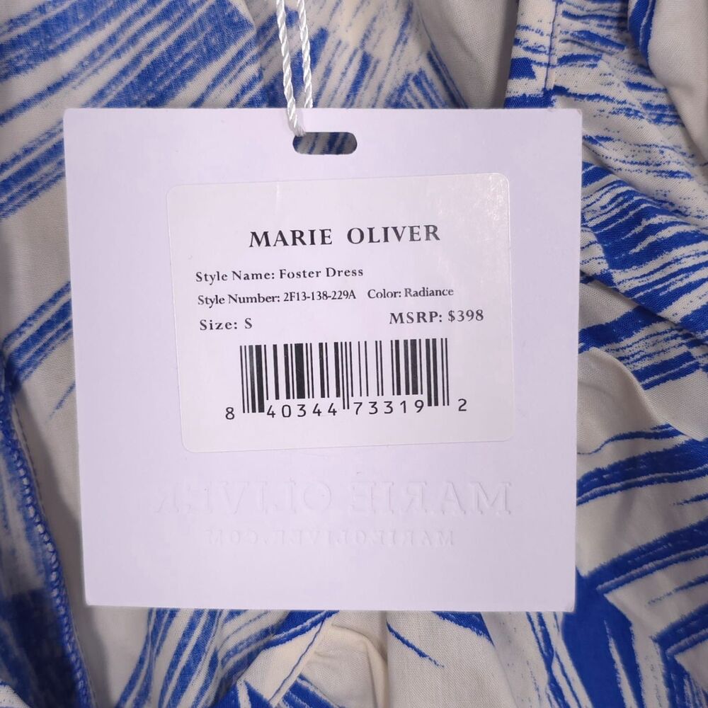 MARIE OLIVER New Foster Dress SMALL Blue White Radiance Tie Cotton 2F13-138-229A - Picture 12 of 12